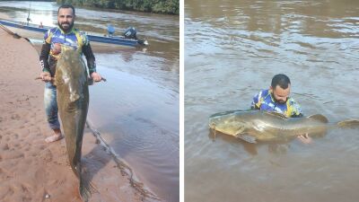 Imagem da notícia Empresário de Costa Rica fisga jaú de 90kg no rio Taquari